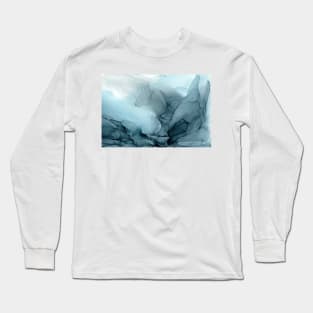 Blue Ocean Fog Abstract Gradient Painting Long Sleeve T-Shirt